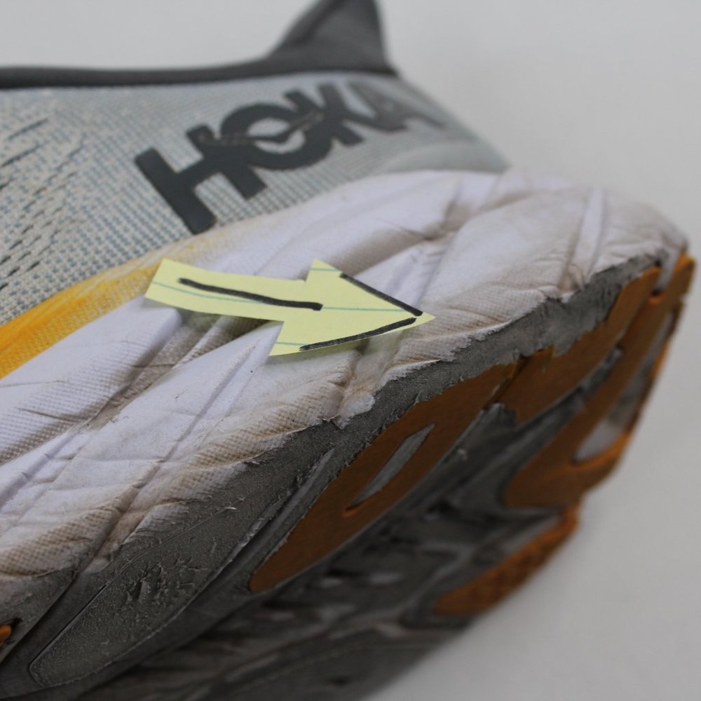 Hoka Clifton 8 White Grey Yellow Mens Road Running Shoes 119393 Size 11.5D #142 - Picture 12 of 14